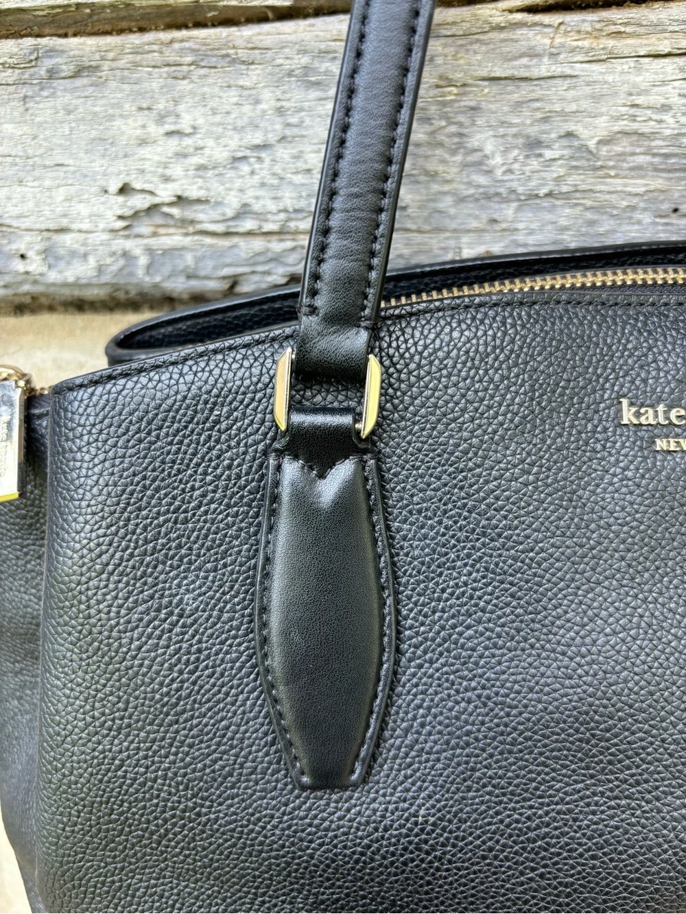 kate spade Soft Black Pebbled Leather Shoulder Tote